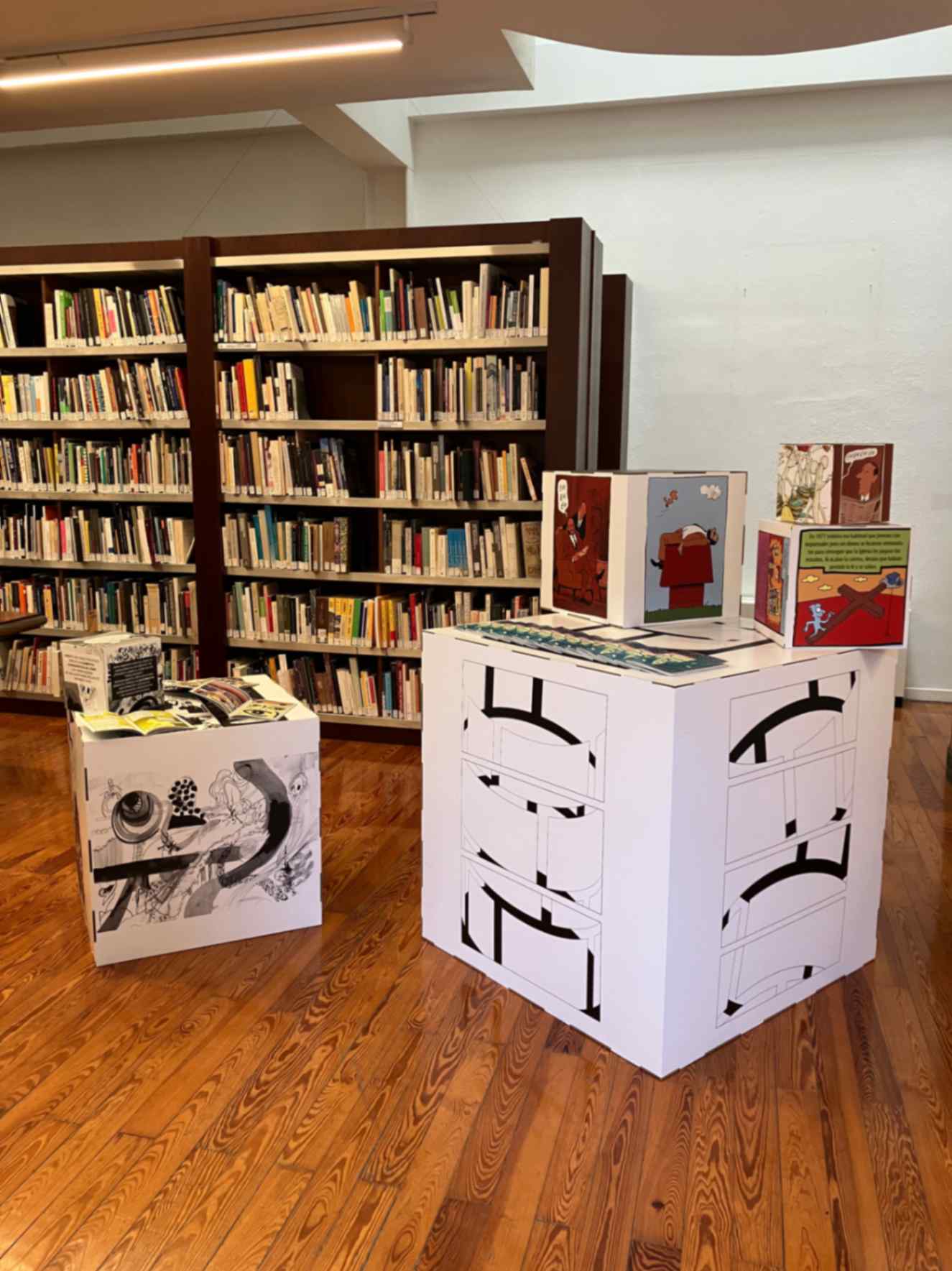 alla mostra Processi 152, l'opera di Vicente Funes, La biblioteca cinetica