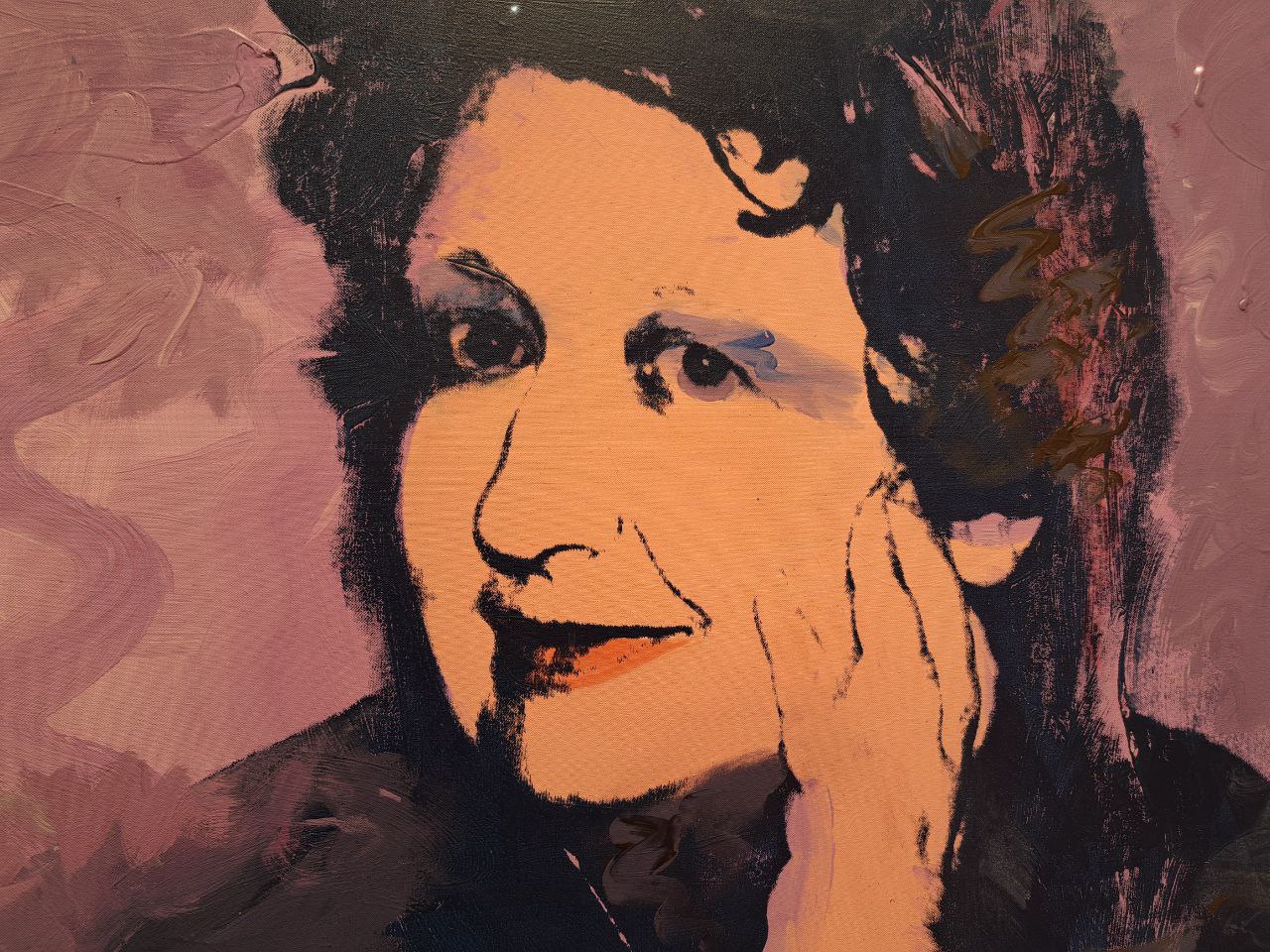 dettaglio dall'opera di Andy Warhol, Ileana Sonnabend, 1973. Acrilico e serigrafia su tela, 2 pannelli, 102 x 102 cm. Foto di Giuseppe Fraccalvieri