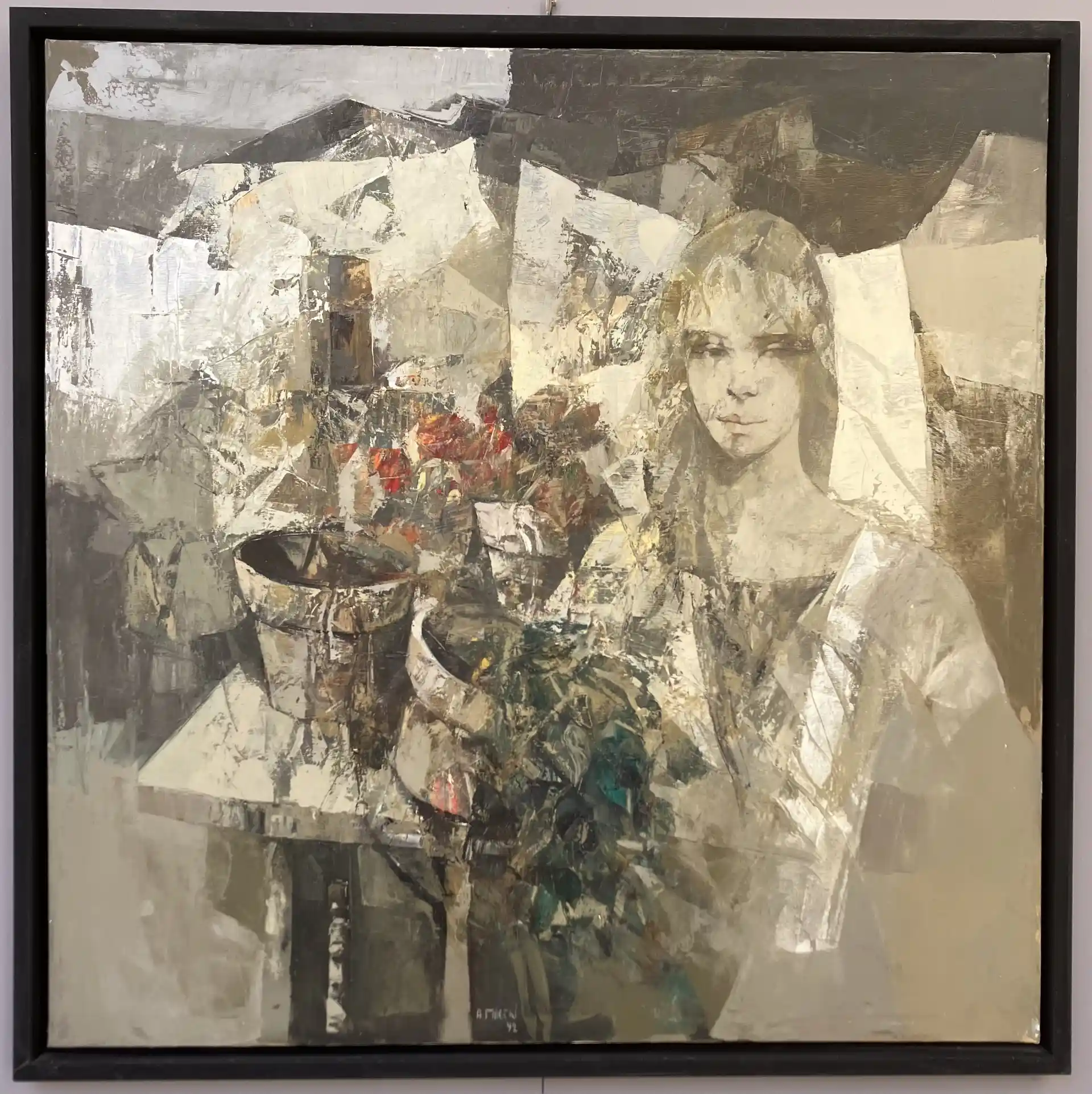 Antonio Maceri, Figura, 1992, olio su tela, cm 100 x 100, collezione privata