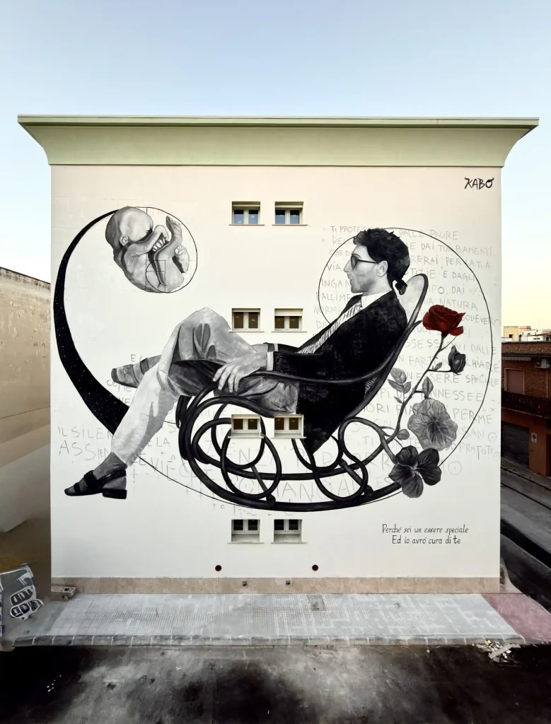 il murale di Franco Battiato a Nardò, opera di Gabriele Quarta Kabo